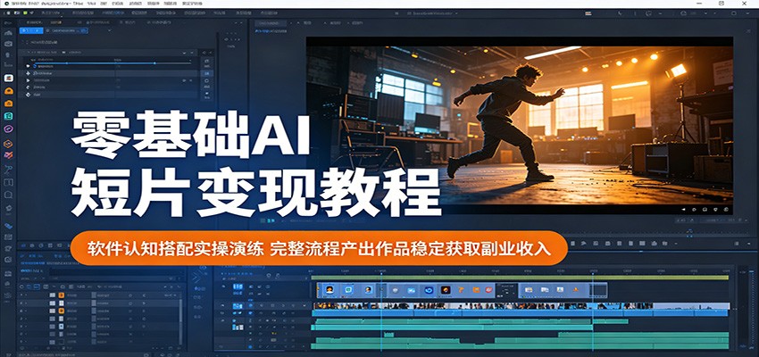 零基础AI短片变现教程：软件认知搭配实操演练，完整流程产出作品稳定获取副业收入瀚萌资源网-网赚网-网赚项目网-虚拟资源网-国学资源网-易学资源网-本站有全网最新网赚项目-易学课程资源-中医课程资源的在线下载网站！瀚萌资源网