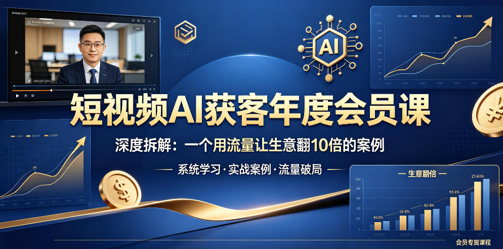 短视频AI获客年度会员课，深度拆解，一个用流量让生意翻10倍的案例瀚萌资源网-网赚网-网赚项目网-虚拟资源网-国学资源网-易学资源网-本站有全网最新网赚项目-易学课程资源-中医课程资源的在线下载网站！瀚萌资源网