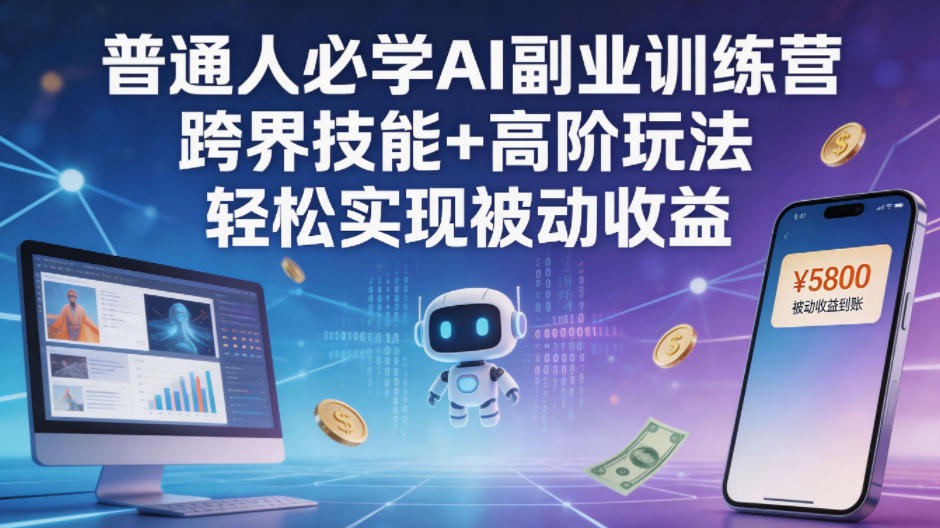 普通人必学AI副业训练营跨界技能+高阶玩法轻松实现被动收益瀚萌资源网-网赚网-网赚项目网-虚拟资源网-国学资源网-易学资源网-本站有全网最新网赚项目-易学课程资源-中医课程资源的在线下载网站！瀚萌资源网