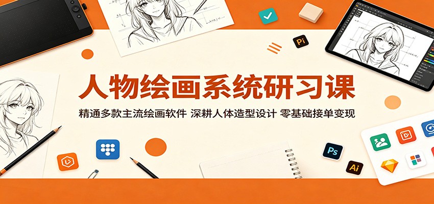 人物绘画系统研习课：精通多款主流绘画软件，深耕人体造型设计，零基础接单变现瀚萌资源网-网赚网-网赚项目网-虚拟资源网-国学资源网-易学资源网-本站有全网最新网赚项目-易学课程资源-中医课程资源的在线下载网站！瀚萌资源网