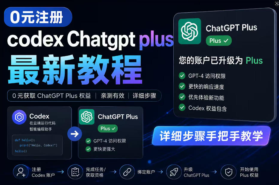 0元全自动注册codex gpt plus最新教程，0元获取GPT Plus权益，手把手详细教学瀚萌资源网-网赚网-网赚项目网-虚拟资源网-国学资源网-易学资源网-本站有全网最新网赚项目-易学课程资源-中医课程资源的在线下载网站！瀚萌资源网