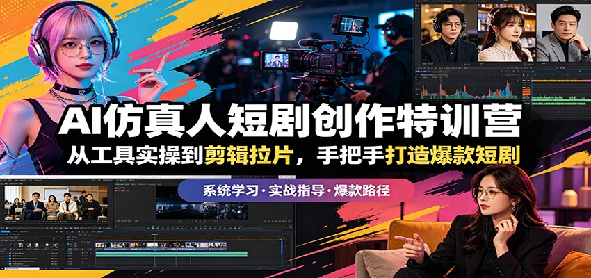 AI仿真人短剧创作特训营：从工具实操到剪辑拉片，手把手打造爆款短剧瀚萌资源网-网赚网-网赚项目网-虚拟资源网-国学资源网-易学资源网-本站有全网最新网赚项目-易学课程资源-中医课程资源的在线下载网站！瀚萌资源网