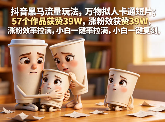 抖音黑马流量玩法，万物拟人卡通短片，57个作品获赞39W，涨粉效率拉满，小白一键复刻，保姆级拆解瀚萌资源网-网赚网-网赚项目网-虚拟资源网-国学资源网-易学资源网-本站有全网最新网赚项目-易学课程资源-中医课程资源的在线下载网站！瀚萌资源网