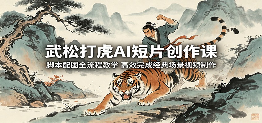武松打虎AI短片创作课：脚本配图全流程教学，高效完成经典场景视频制作瀚萌资源网-网赚网-网赚项目网-虚拟资源网-国学资源网-易学资源网-本站有全网最新网赚项目-易学课程资源-中医课程资源的在线下载网站！瀚萌资源网