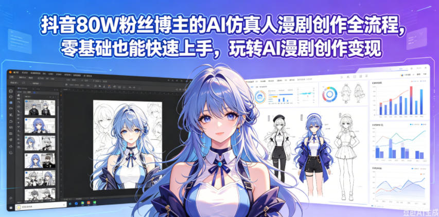 抖音80W粉丝博主的AI仿真人漫剧创作全流程，零基础也能快速上手，玩转AI漫剧创作变现瀚萌资源网-网赚网-网赚项目网-虚拟资源网-国学资源网-易学资源网-本站有全网最新网赚项目-易学课程资源-中医课程资源的在线下载网站！瀚萌资源网