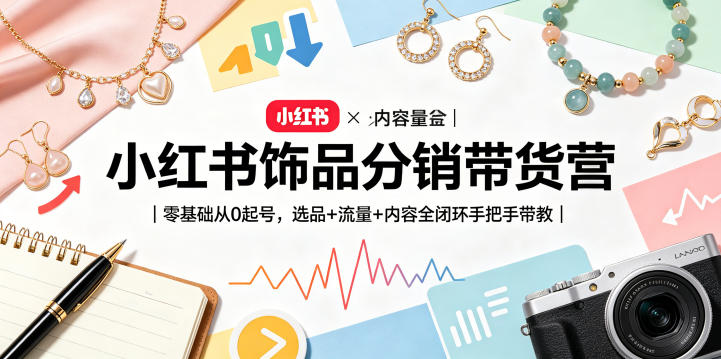 小红书饰品分销带货营｜零基础从0起号，选品+流量+内容全闭环手把手带教瀚萌资源网-网赚网-网赚项目网-虚拟资源网-国学资源网-易学资源网-本站有全网最新网赚项目-易学课程资源-中医课程资源的在线下载网站！瀚萌资源网