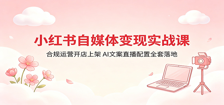 小红书自媒体变现实战课：合规运营开店上架，AI文案直播配置全套落地瀚萌资源网-网赚网-网赚项目网-虚拟资源网-国学资源网-易学资源网-本站有全网最新网赚项目-易学课程资源-中医课程资源的在线下载网站！瀚萌资源网