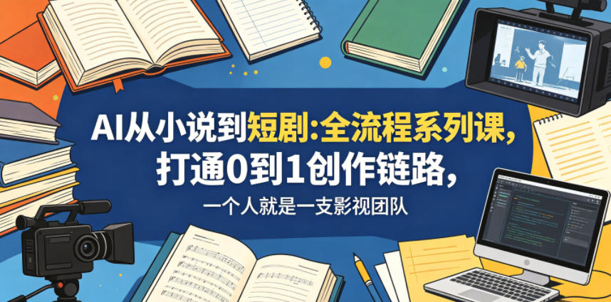 AI从小说到短剧全流程系列课，打通0到1创作链路，一个人就是一支影视团队瀚萌资源网-网赚网-网赚项目网-虚拟资源网-国学资源网-易学资源网-本站有全网最新网赚项目-易学课程资源-中医课程资源的在线下载网站！瀚萌资源网