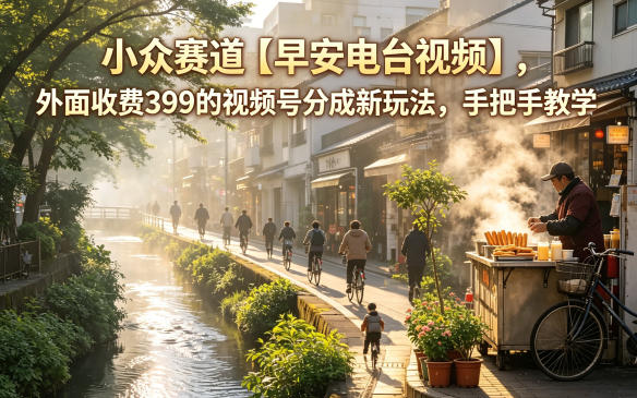 小众赛道【早安电台视频】，外面收费399的视频号分成新玩法，手把手教学瀚萌资源网-网赚网-网赚项目网-虚拟资源网-国学资源网-易学资源网-本站有全网最新网赚项目-易学课程资源-中医课程资源的在线下载网站！瀚萌资源网
