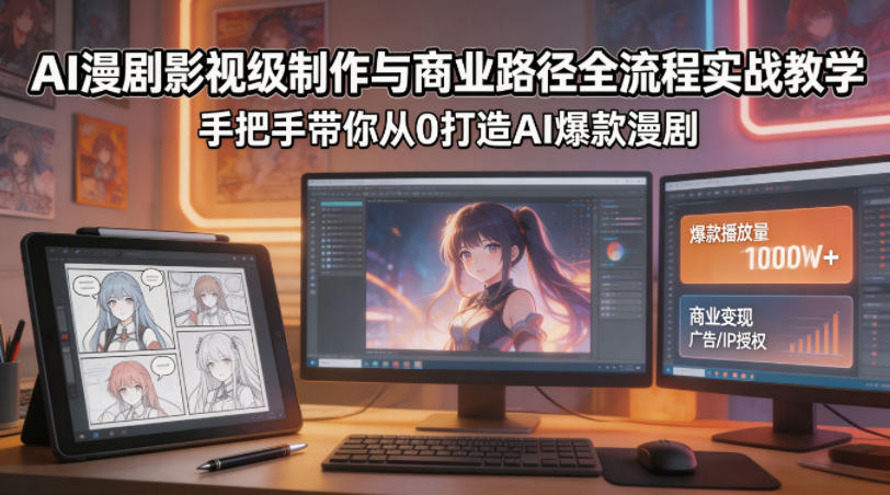AI漫剧影视级制作与商业路径全流程实战教学，手带你从0打造AI爆款漫剧瀚萌资源网-网赚网-网赚项目网-虚拟资源网-国学资源网-易学资源网-本站有全网最新网赚项目-易学课程资源-中医课程资源的在线下载网站！瀚萌资源网