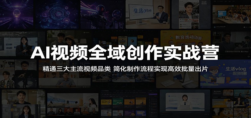 AI视频全域创作实战营：精通三大主流视频品类，简化制作流程实现高效批量出片瀚萌资源网-网赚网-网赚项目网-虚拟资源网-国学资源网-易学资源网-本站有全网最新网赚项目-易学课程资源-中医课程资源的在线下载网站！瀚萌资源网