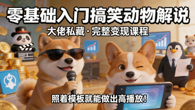 零基础入门搞笑动物解说，大佬私藏完整变现课程，照着模板就能做出高播放瀚萌资源网-网赚网-网赚项目网-虚拟资源网-国学资源网-易学资源网-本站有全网最新网赚项目-易学课程资源-中医课程资源的在线下载网站！瀚萌资源网