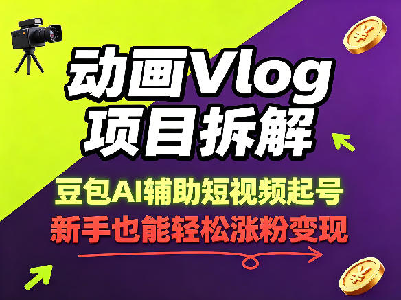 动画Vlog项目拆解，豆包AI辅助短视频起号，新手也能轻松涨粉，43条作品涨粉8.3W瀚萌资源网-网赚网-网赚项目网-虚拟资源网-国学资源网-易学资源网-本站有全网最新网赚项目-易学课程资源-中医课程资源的在线下载网站！瀚萌资源网