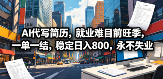 AI代写简历，就业难目前旺季，一单一结，稳定日入800，永不失业瀚萌资源网-网赚网-网赚项目网-虚拟资源网-国学资源网-易学资源网-本站有全网最新网赚项目-易学课程资源-中医课程资源的在线下载网站！瀚萌资源网