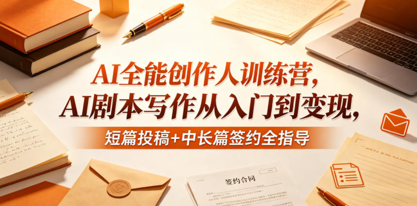 AI全能创作人训练营，AI剧本写作从入门到变现，短篇投稿+中长篇签约全指导瀚萌资源网-网赚网-网赚项目网-虚拟资源网-国学资源网-易学资源网-本站有全网最新网赚项目-易学课程资源-中医课程资源的在线下载网站！瀚萌资源网