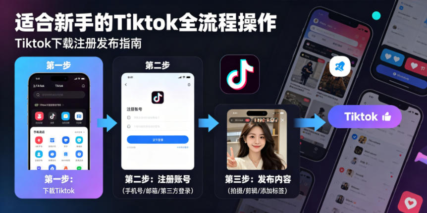 Tiktok下载注册发布，适合新手的Tiktok全流程操作瀚萌资源网-网赚网-网赚项目网-虚拟资源网-国学资源网-易学资源网-本站有全网最新网赚项目-易学课程资源-中医课程资源的在线下载网站！瀚萌资源网