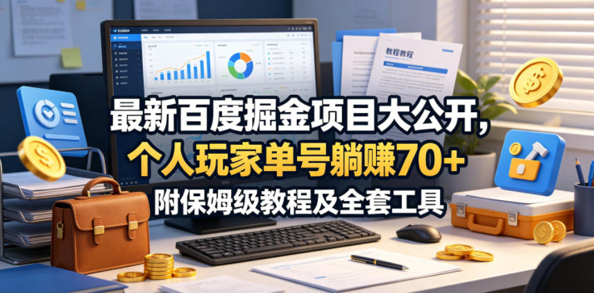 最新百度掘金项目大公开，个人玩家单号躺賺70+，附保姆级教程及全套工具【揭秘】瀚萌资源网-网赚网-网赚项目网-虚拟资源网-国学资源网-易学资源网-本站有全网最新网赚项目-易学课程资源-中医课程资源的在线下载网站！瀚萌资源网