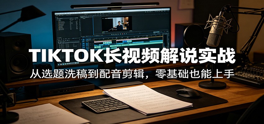 TIKTOK长视频解说实战：从选题洗稿到配音剪辑，零基础也能上手瀚萌资源网-网赚网-网赚项目网-虚拟资源网-国学资源网-易学资源网-本站有全网最新网赚项目-易学课程资源-中医课程资源的在线下载网站！瀚萌资源网