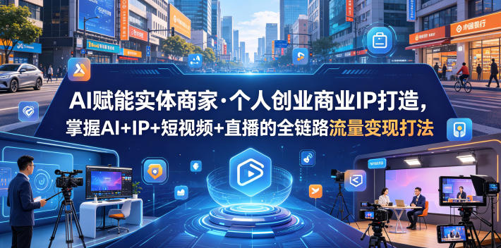 AI赋能实体商家·个人创业商业IP打造，掌握AI+IP+短视频+直播的全链路流量变现打法瀚萌资源网-网赚网-网赚项目网-虚拟资源网-国学资源网-易学资源网-本站有全网最新网赚项目-易学课程资源-中医课程资源的在线下载网站！瀚萌资源网