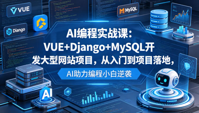 AI编程实战课：VUE+Django+MySQL开发大型网站项目，从入门到项目落地，AI助力编程小白逆袭瀚萌资源网-网赚网-网赚项目网-虚拟资源网-国学资源网-易学资源网-本站有全网最新网赚项目-易学课程资源-中医课程资源的在线下载网站！瀚萌资源网