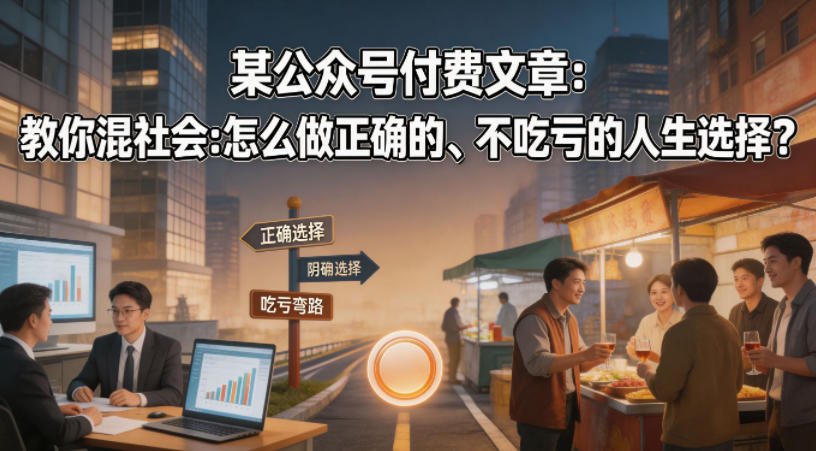 某公众号付费文章：教你混社会：怎么做正确的、不吃亏的人生选择？瀚萌资源网-网赚网-网赚项目网-虚拟资源网-国学资源网-易学资源网-本站有全网最新网赚项目-易学课程资源-中医课程资源的在线下载网站！瀚萌资源网