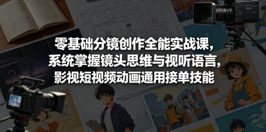 零基础分镜创作全能实战课，系统掌握镜头思维与视听语言，影视短视频动画通用接单技能瀚萌资源网-网赚网-网赚项目网-虚拟资源网-国学资源网-易学资源网-本站有全网最新网赚项目-易学课程资源-中医课程资源的在线下载网站！瀚萌资源网