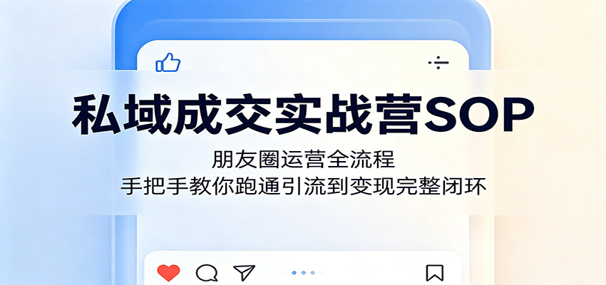 私域成交实战营SOP：朋友圈运营全流程，手把手教你跑通引流到变现完整闭环瀚萌资源网-网赚网-网赚项目网-虚拟资源网-国学资源网-易学资源网-本站有全网最新网赚项目-易学课程资源-中医课程资源的在线下载网站！瀚萌资源网