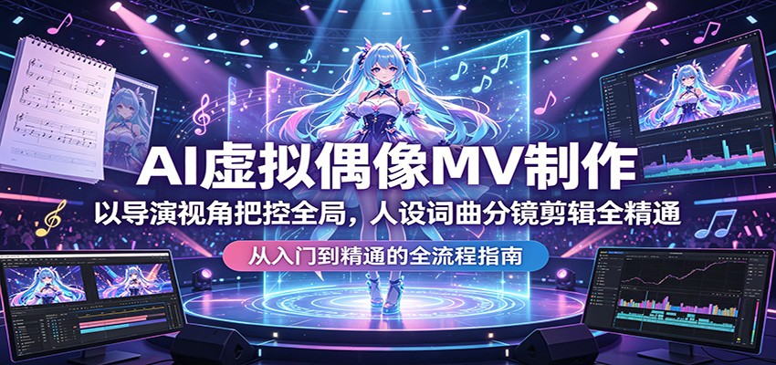 AI虚拟偶像MV制作：以导演视角把控全局，人设词曲分镜剪辑全精通瀚萌资源网-网赚网-网赚项目网-虚拟资源网-国学资源网-易学资源网-本站有全网最新网赚项目-易学课程资源-中医课程资源的在线下载网站！瀚萌资源网