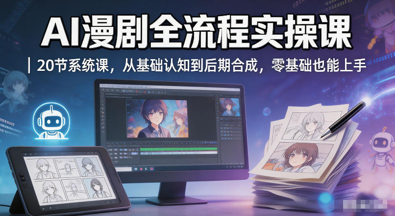 AI漫剧全流程实操课｜20节系统课，从基础认知到后期合成，零基础也能上手瀚萌资源网-网赚网-网赚项目网-虚拟资源网-国学资源网-易学资源网-本站有全网最新网赚项目-易学课程资源-中医课程资源的在线下载网站！瀚萌资源网