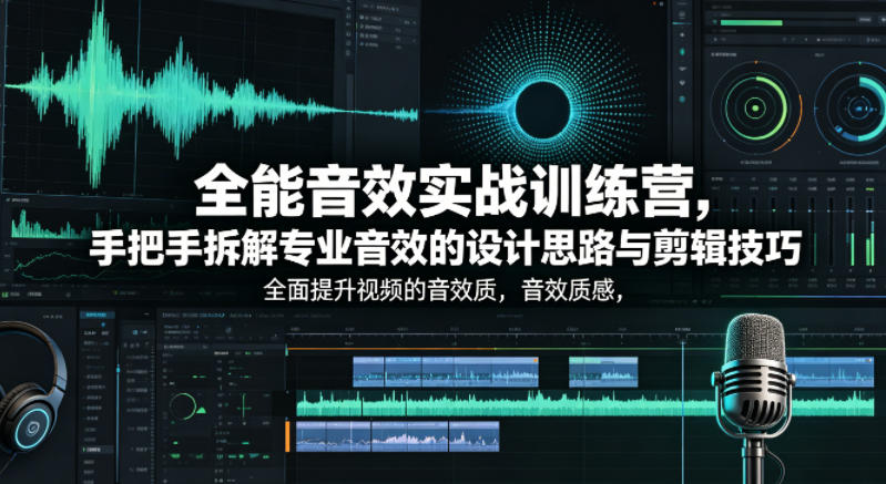 全能音效实战训练营，手把手拆解专业音效的设计思路与剪辑技巧，全面提升视频的音效质感瀚萌资源网-网赚网-网赚项目网-虚拟资源网-国学资源网-易学资源网-本站有全网最新网赚项目-易学课程资源-中医课程资源的在线下载网站！瀚萌资源网