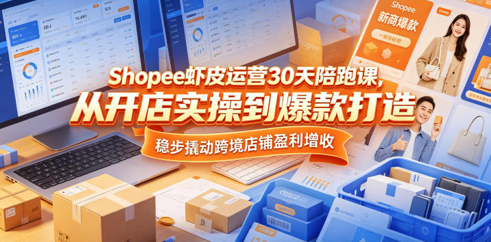 Shopee虾皮运营30天陪跑课，从开店实操到爆款打造，稳步撬动跨境店铺盈利增收瀚萌资源网-网赚网-网赚项目网-虚拟资源网-国学资源网-易学资源网-本站有全网最新网赚项目-易学课程资源-中医课程资源的在线下载网站！瀚萌资源网