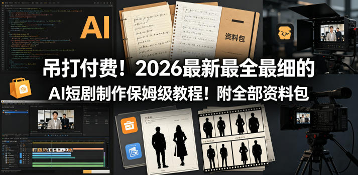 吊打付费！2026最新最全最细的AI短剧制作保姆级教程！附全部资料包瀚萌资源网-网赚网-网赚项目网-虚拟资源网-国学资源网-易学资源网-本站有全网最新网赚项目-易学课程资源-中医课程资源的在线下载网站！瀚萌资源网