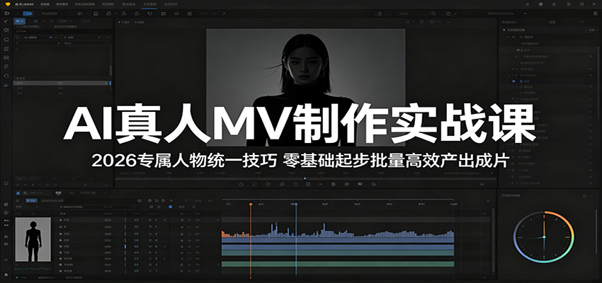 AI真人MV制作实战课：2026专属人物统一技巧，零基础起步批量高效产出成片瀚萌资源网-网赚网-网赚项目网-虚拟资源网-国学资源网-易学资源网-本站有全网最新网赚项目-易学课程资源-中医课程资源的在线下载网站！瀚萌资源网