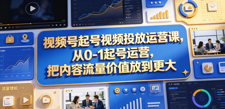 视频号起号视频投放运营课，从0-1起号运营，把内容流量价值放到更大瀚萌资源网-网赚网-网赚项目网-虚拟资源网-国学资源网-易学资源网-本站有全网最新网赚项目-易学课程资源-中医课程资源的在线下载网站！瀚萌资源网