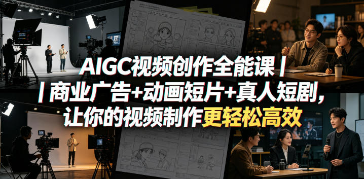 AIGC视频创作全能课｜商业广告+动画短片+真人短剧，让你的视频制作更轻松高效瀚萌资源网-网赚网-网赚项目网-虚拟资源网-国学资源网-易学资源网-本站有全网最新网赚项目-易学课程资源-中医课程资源的在线下载网站！瀚萌资源网