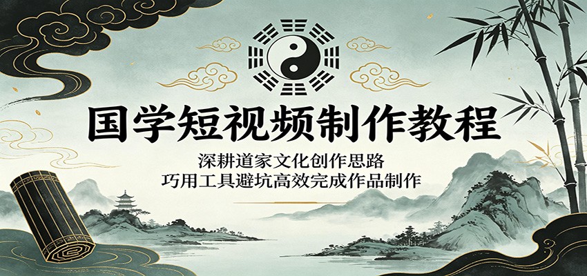 国学短视频制作教程：深耕道家文化创作思路，巧用工具避坑高效完成作品制作瀚萌资源网-网赚网-网赚项目网-虚拟资源网-国学资源网-易学资源网-本站有全网最新网赚项目-易学课程资源-中医课程资源的在线下载网站！瀚萌资源网