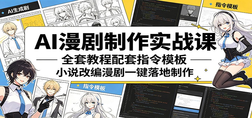 AI漫剧制作实战课：全套教程配套指令模板，小说改编漫剧一键落地制作瀚萌资源网-网赚网-网赚项目网-虚拟资源网-国学资源网-易学资源网-本站有全网最新网赚项目-易学课程资源-中医课程资源的在线下载网站！瀚萌资源网