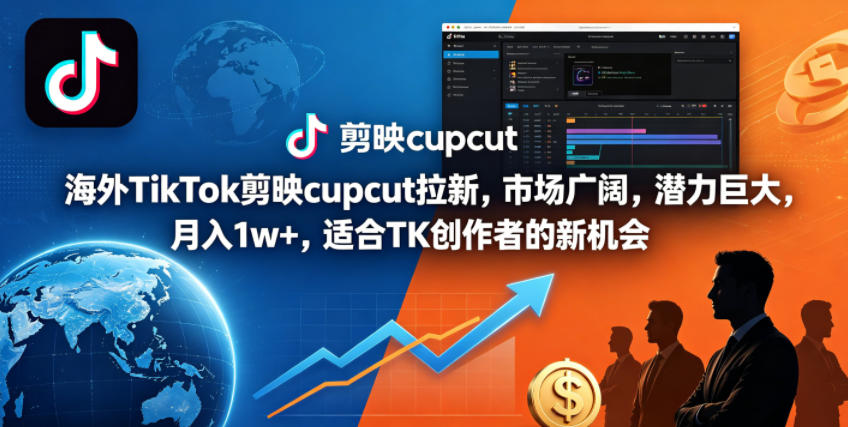 海外TikTok剪映cupcut拉新，市场广阔，潜力巨大，月入1w+，适合TK创作者的新机会瀚萌资源网-网赚网-网赚项目网-虚拟资源网-国学资源网-易学资源网-本站有全网最新网赚项目-易学课程资源-中医课程资源的在线下载网站！瀚萌资源网
