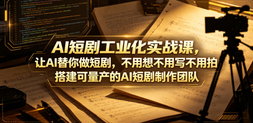 AI短剧工业化实战课，让AI替你做短剧，不用想不用写不用拍，搭建可量产的AI短剧制作团队瀚萌资源网-网赚网-网赚项目网-虚拟资源网-国学资源网-易学资源网-本站有全网最新网赚项目-易学课程资源-中医课程资源的在线下载网站！瀚萌资源网