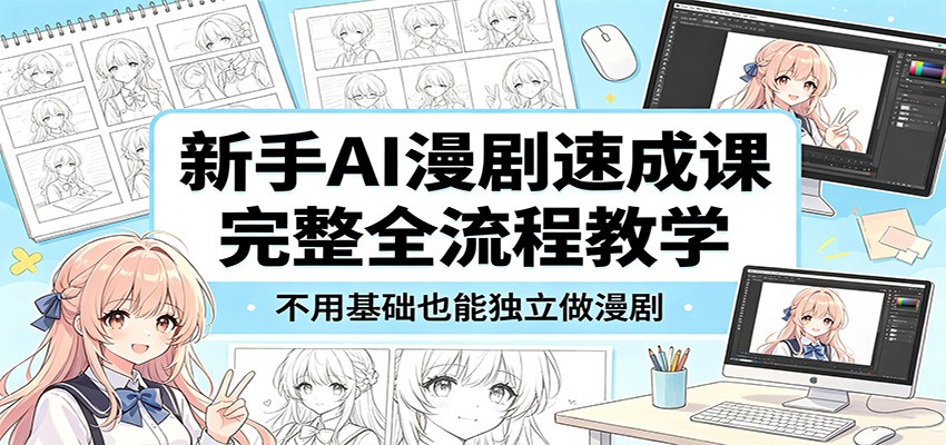新手AI漫剧速成课：完整全流程教学，不用基础也能独立做漫剧瀚萌资源网-网赚网-网赚项目网-虚拟资源网-国学资源网-易学资源网-本站有全网最新网赚项目-易学课程资源-中医课程资源的在线下载网站！瀚萌资源网