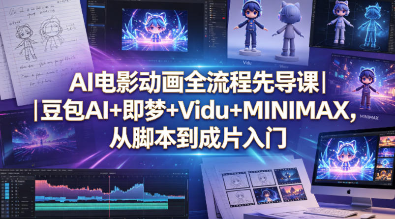 AI电影动画全流程先导课｜豆包AI+即梦+Vidu+MINIMAX，从脚本到成片入门瀚萌资源网-网赚网-网赚项目网-虚拟资源网-国学资源网-易学资源网-本站有全网最新网赚项目-易学课程资源-中医课程资源的在线下载网站！瀚萌资源网