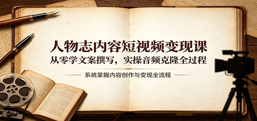 人物志内容短视频变现课：从零学文案撰写，实操音频克隆全过程瀚萌资源网-网赚网-网赚项目网-虚拟资源网-国学资源网-易学资源网-本站有全网最新网赚项目-易学课程资源-中医课程资源的在线下载网站！瀚萌资源网