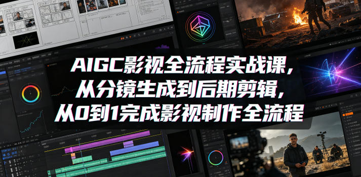 AIGC影视全流程实战课，从分镜生成到后期剪辑，从0到1完成影视制作全流程瀚萌资源网-网赚网-网赚项目网-虚拟资源网-国学资源网-易学资源网-本站有全网最新网赚项目-易学课程资源-中医课程资源的在线下载网站！瀚萌资源网