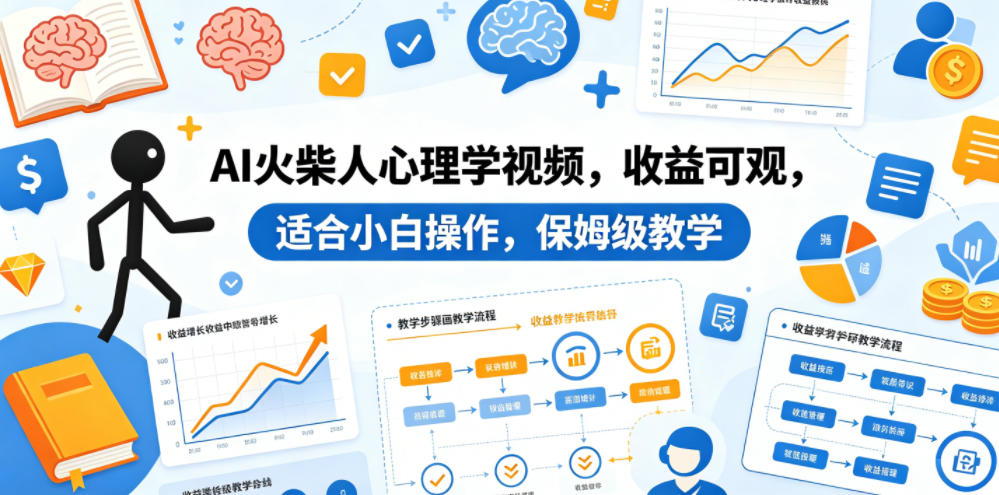 AI火柴人心理学视频，收益可观，适合小白操作，保姆级教学瀚萌资源网-网赚网-网赚项目网-虚拟资源网-国学资源网-易学资源网-本站有全网最新网赚项目-易学课程资源-中医课程资源的在线下载网站！瀚萌资源网