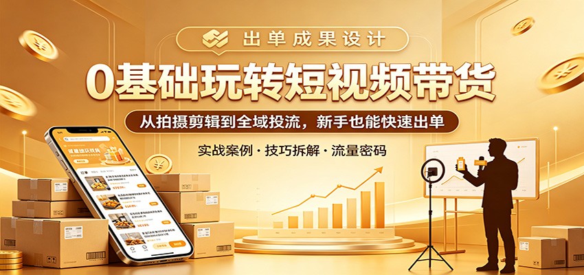 0基础玩转短视频带货：从拍摄剪辑到全域投流，新手也能快速出单瀚萌资源网-网赚网-网赚项目网-虚拟资源网-国学资源网-易学资源网-本站有全网最新网赚项目-易学课程资源-中医课程资源的在线下载网站！瀚萌资源网