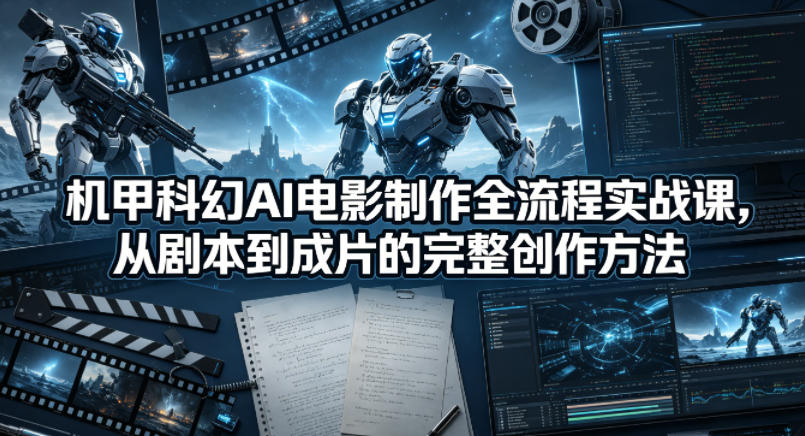 机甲科幻AI电影制作全流程实战课，从剧本到成片的完整创作方法瀚萌资源网-网赚网-网赚项目网-虚拟资源网-国学资源网-易学资源网-本站有全网最新网赚项目-易学课程资源-中医课程资源的在线下载网站！瀚萌资源网