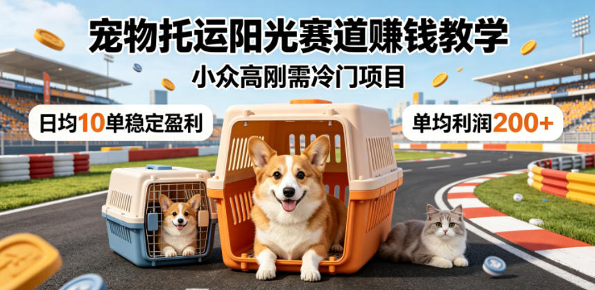 宠物托运阳光赛道賺钱教学，小众高刚需冷门项目，日均10单稳定盈利，单均利润200+瀚萌资源网-网赚网-网赚项目网-虚拟资源网-国学资源网-易学资源网-本站有全网最新网赚项目-易学课程资源-中医课程资源的在线下载网站！瀚萌资源网