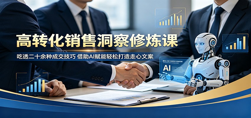 高转化销售洞察修炼课：吃透二十余种成交技巧，借助AI赋能轻松打造走心文案瀚萌资源网-网赚网-网赚项目网-虚拟资源网-国学资源网-易学资源网-本站有全网最新网赚项目-易学课程资源-中医课程资源的在线下载网站！瀚萌资源网