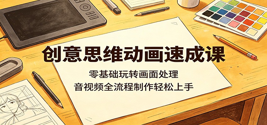 创意思维动画速成课：零基础玩转画面处理，音视频全流程制作轻松上手瀚萌资源网-网赚网-网赚项目网-虚拟资源网-国学资源网-易学资源网-本站有全网最新网赚项目-易学课程资源-中医课程资源的在线下载网站！瀚萌资源网