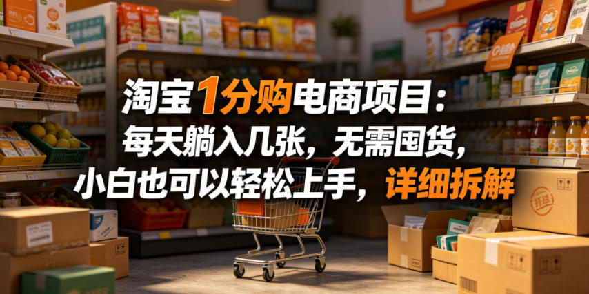 淘宝1分购电商项目：每天躺入几张，无需囤货，小白也可以轻松上手，详细拆解瀚萌资源网-网赚网-网赚项目网-虚拟资源网-国学资源网-易学资源网-本站有全网最新网赚项目-易学课程资源-中医课程资源的在线下载网站！瀚萌资源网